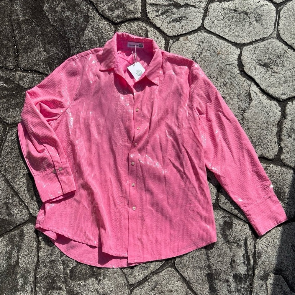 Pink shiny blouse